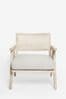 Lime Washed Oak Effect, Contemporary Natural Abel Wooden Rattan Accent Chair