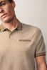 Neutral Brown Geo Short Sleeve Print Polo Shirt