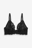 Black DD+ Non Pad Plunge Comfort Lace Bra