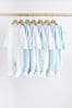 Pale Blue Elephant Baby Sleepsuits (0-2yrs), 7 Pack