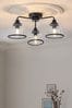 Black Gloucester 3 Light Flush Ceiling Light, 3 Light