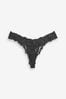 Black Thong Comfort Lace Knickers, Thong