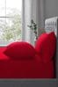 Red Easy Care Polycotton Fitted Sheet, Fitted