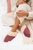 Berry Red Star Suede Mule Slippers