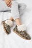 Tan Brown/Animal Felt Shoot Slippers