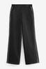 Black Pinstripe Jersey Wide Leg Side Stripe Trousers
