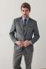 Grey Tailored Trimmed Donegal Fabric Suit Jacket
