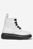Unisex Leather Lace-Up Boots in White