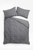 Charcoal Grey Textured Pleats Duvet Cover And Pillowcase Set, Regular