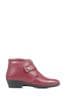 Pavers Red Wide Fit Leather Ladies Ankle Boots