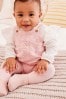 Rosa - Baby Strampler mit Zopfmuster, Bluse und Strumpfhose im Set, Rosa (0 Monate bis 2 Jahre)