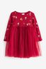 Red Christmas Long Sleeve Printed Tutu Dress (3mths-7yrs)