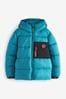 Clarks Teal Blue Boys Water Resistant Teal Puffa Coat