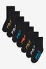Black Camouflage Footbed 7 Pack Cotton Rich Socks