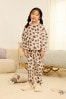 Naturfarbener Animalprint - Kuscheliger Fleece-Pyjama (3-16yrs)