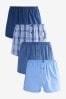 Blau - 4er-Pack - Gewebte Boxershorts aus reiner Baumwolle, 4er-Pack