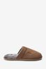 Tan Brown Stag Faux Fur Lined Mule Slippers