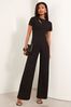 Lipsy Splice Detail Short Sleeve Wide Leg Jumpsuit, Petite