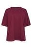 Yours Curve Burgundy Red Boxy 100% Cotton T-Shirt