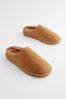 Tan Brown Suede Cosy Lined Mule Slippers