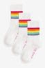 Little Bird by Jools Oliver White Pastel Rainbow Stripe Tube Socks 3 Pack