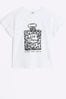 River Island White Girls Leopard Print Perfume Frill T-Shirt