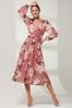 Jolie Moi Light Pink Rayla Wrap Front Mesh Midi Dress