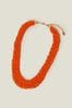 Accessorize Orange Plait Seedbead Collar Necklace