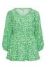 Yours Curve Green Trim Smock Top