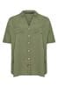 Yours Curve Khaki Green Utility Linen Shirt