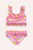 Boden Pink Lemon Frill Detail Tie Back Bikini