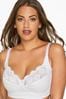 Yours Curve White Non Wired Cotton Lace Trim Bra