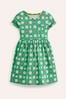 Boden Green Sunflower Short-sleeved Fun Jersey Dress