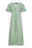 PixieGirl Petite Green Sage Green Ditsy Floral Print Button Front Midi Dress