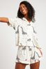 Chelsea Peers White Curve Button Up Organic Cotton Short Pyjamas Set, Regular