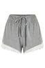Pour Moi Light Grey Sofa Loves Lace Soft Jersey Shorts