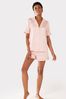 Chelsea Peers Pink Satin Lace Trim Short Pyjama Set
