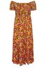 Yours Curve Multi Floral Print Shirred Bardot Maxi Dress