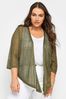 Green Pointelle Waterfall Cardigan