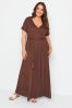 Yours Curve Brown Dot Print Wrap Maxi Dress