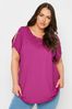 Yours Curve Pink Eyelet Cold Shoulder Top