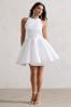 Club L London White Waverly  Racer-Neck Sleeveless Skater Mini Dress