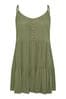 Yours Curve Green YOURS Curve Dusty Pink Crinkle Tiered Vest Top