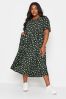 Yours Curve Black Daisy Print Smock Midaxi Dress