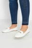 Yours Curve White Buckle Loafers In Extra Wide EEE Fit