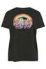 Yours Curve Black Relaxed Drop Shoulder Rainbow Love T-Shirt