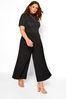 Yours Curve Black Super Wide Leg Jersey Palazzo Trousers