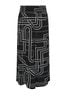 Yours Curve Black Abstract Print Shirred Wide Leg Trousers