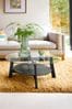 Black Marlow Glass Oak Effect Round Coffee Table