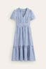 Boden Blue Stripe Eve Linen Midi Dress